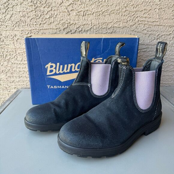 Blundstone 2034 Chelsea Boot Womens Size 10US/7AU Suede Dark Navy Lavender Ankle - Picture 1 of 15